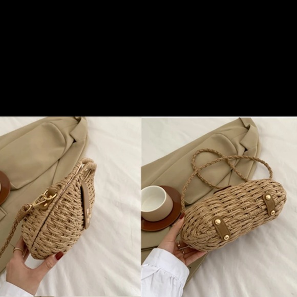 FABULOUS ☀️ New Wicker Straw Bag & Visor Set - Picture 4 of 9